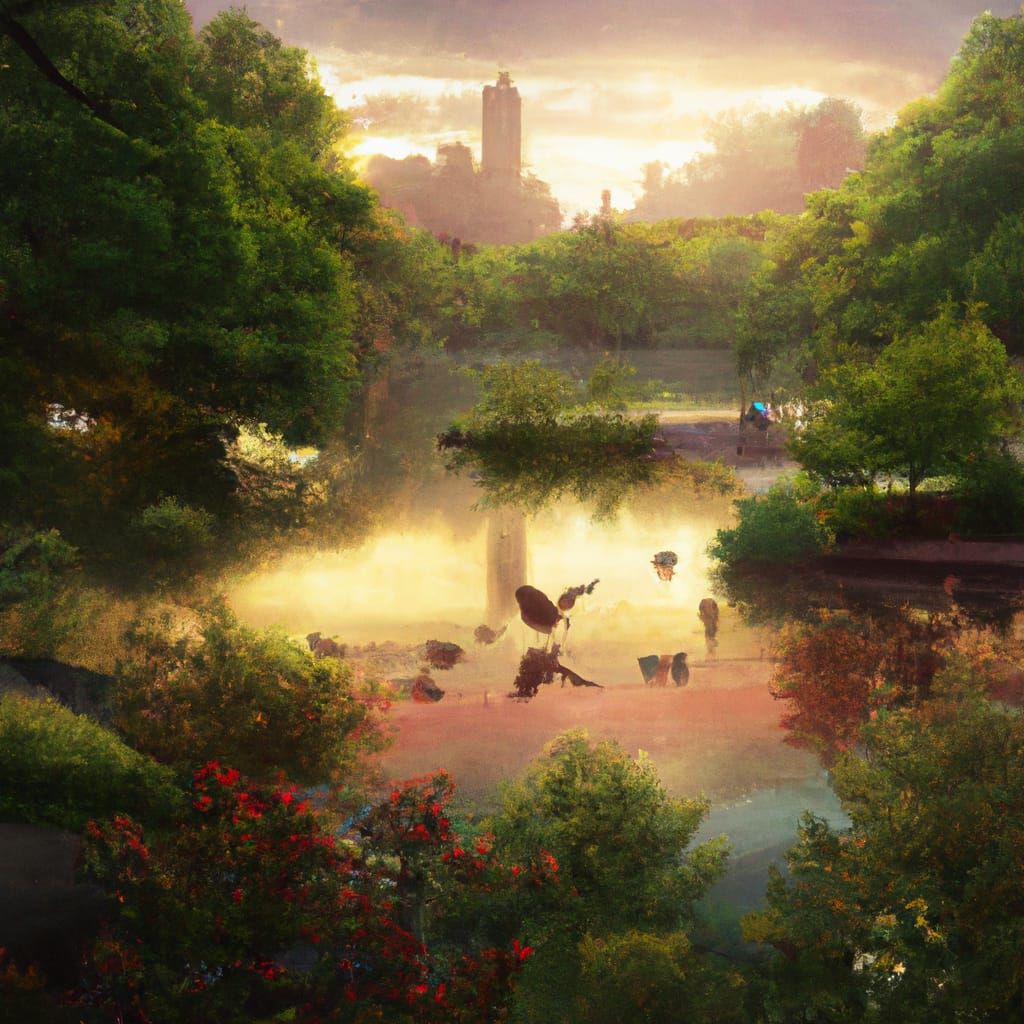 Central Park Sunset: Anime Key Visual