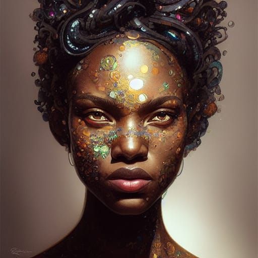 Beautiful Black Woman Portrait in Photorealistic Style