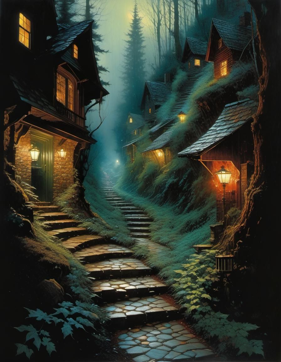 Enchanted Paths to Mysterious Destinations: Detailed Illustr...
