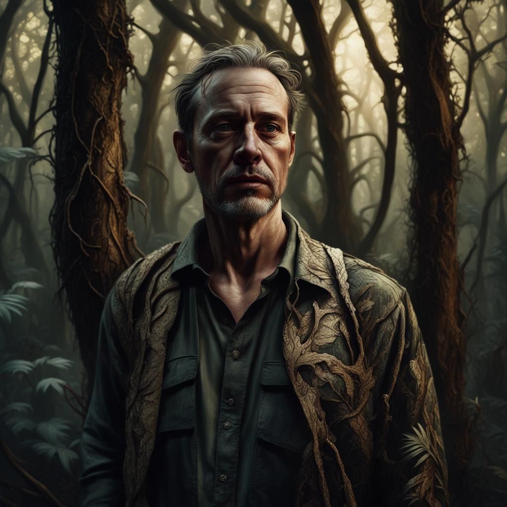 Eerie Forest Portrait in Hyperrealism Style