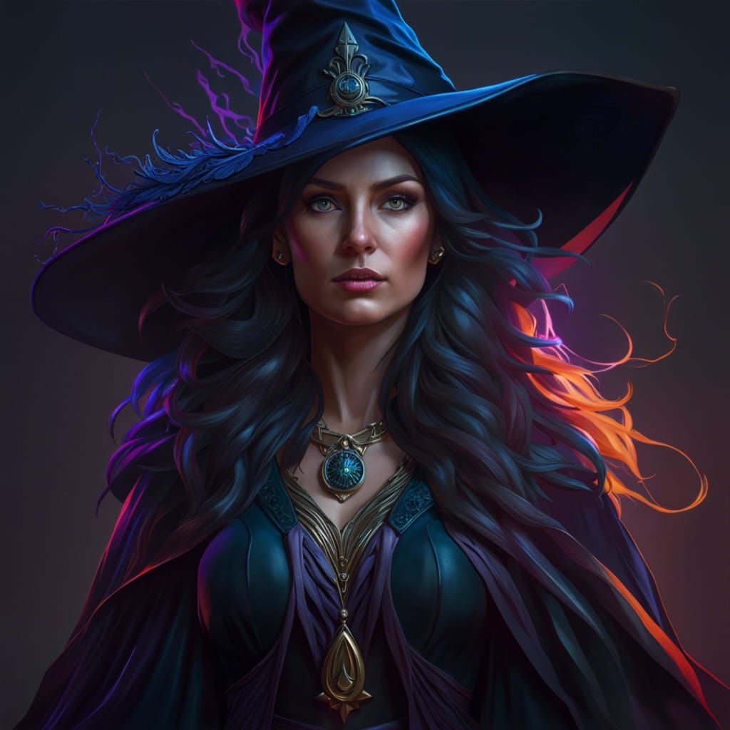 Hyperrealistic Witch Portrait in Dynamic Lighting