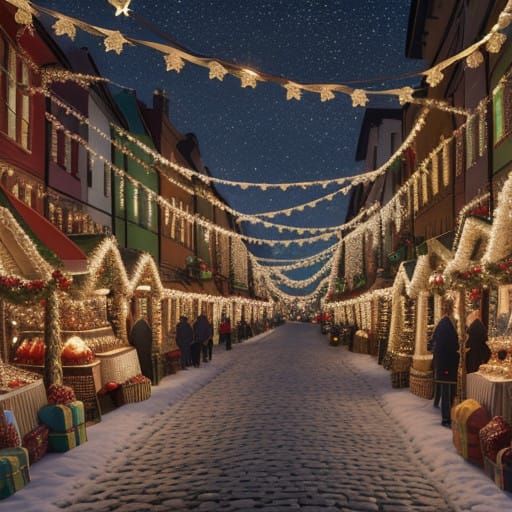 Whimsical Christmas Village Scene