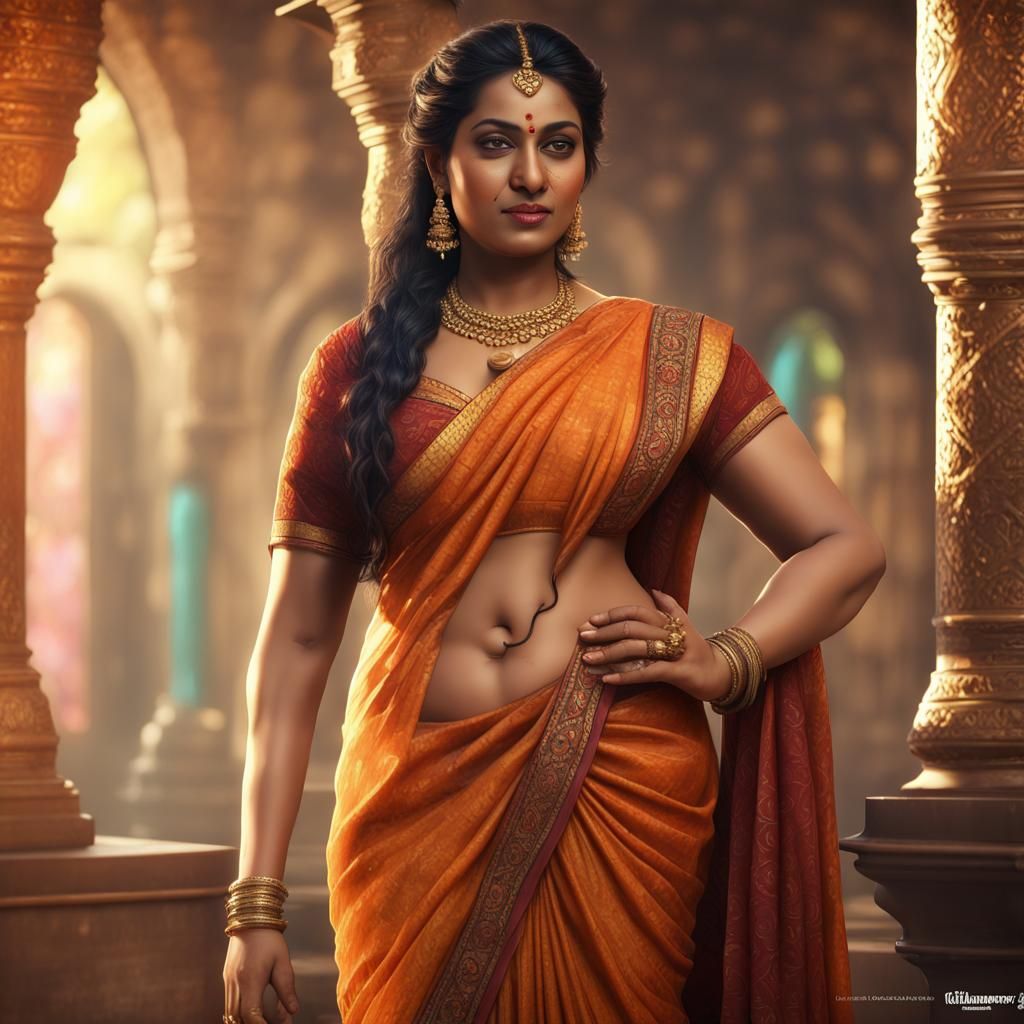 Realistic Portrait of an Indian Woman in Saree