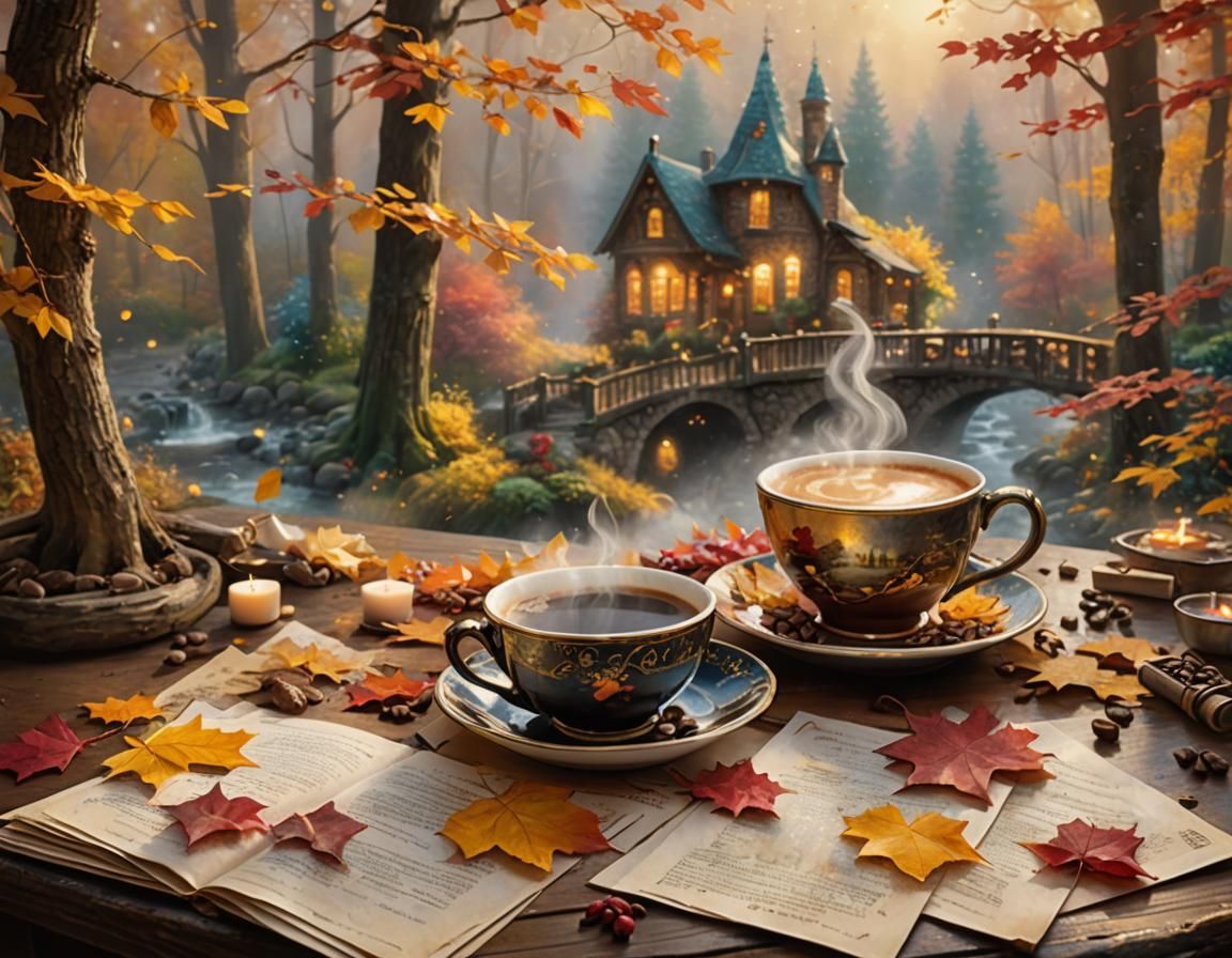 Ethereal Coffee Cup in Autumnal Light, Hyperrealism