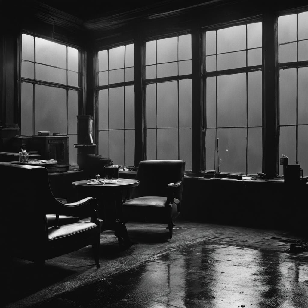 Gritty Detective Scene in a Rainy Night Film Noir