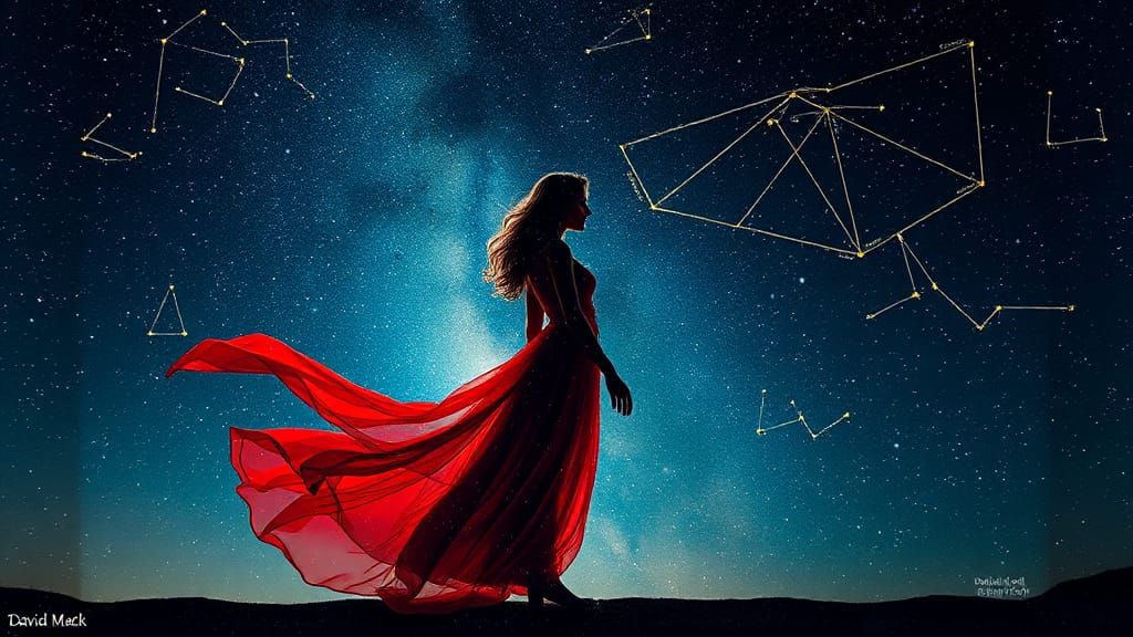 Dreamy Silhouette in Starry Night Sky