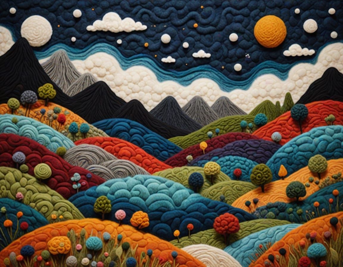 Felted Wool Surreal Dreamscape Texture