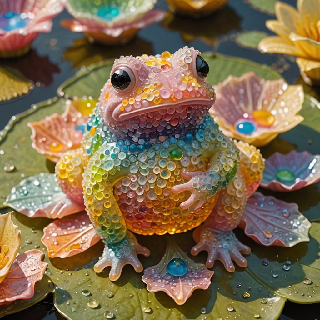 Gumdrop Toad on Golden Lilypad: Photo Realistic