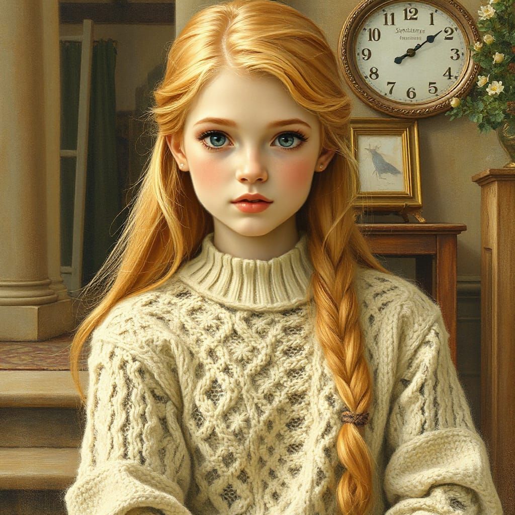 Whimsical Storybook Portrait of a Strawberry-Blonde Girl in ...