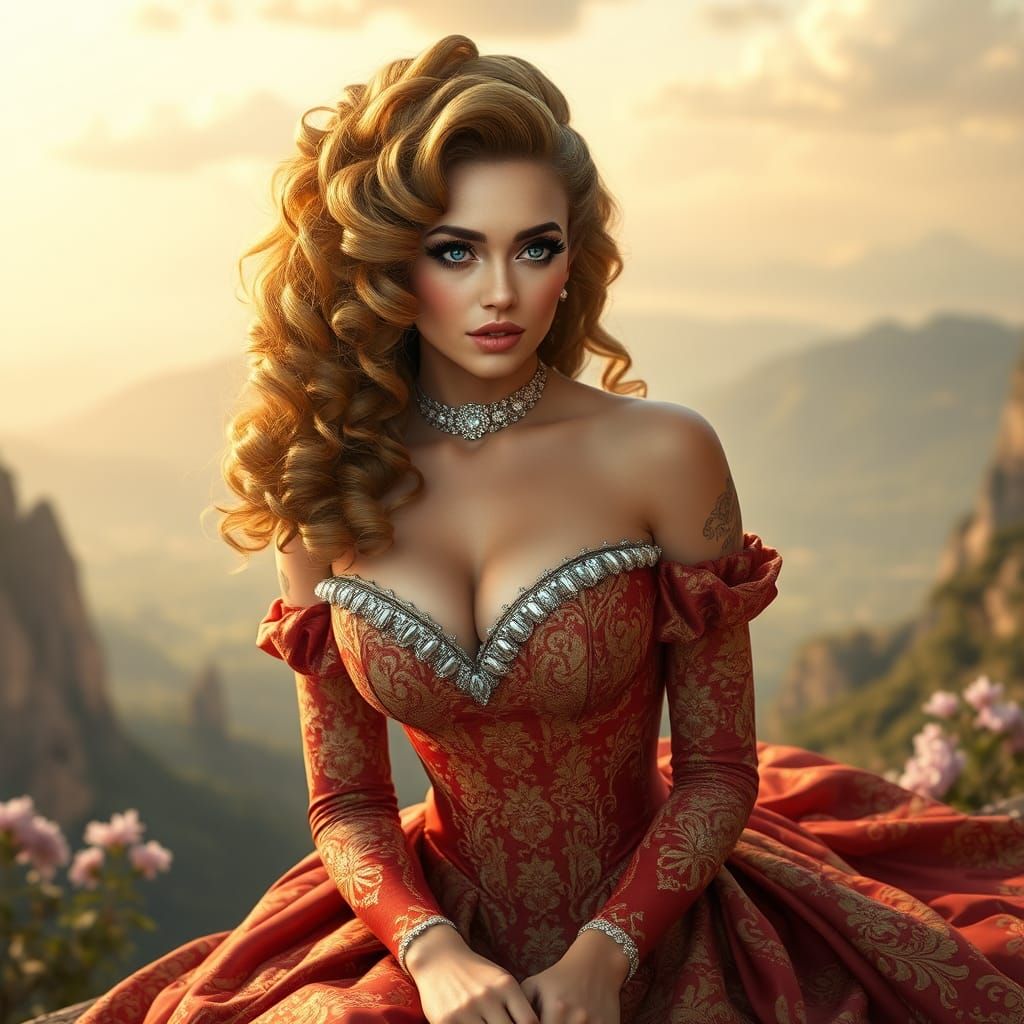 Victorian Woman in Baroque Opulence, 3D Render