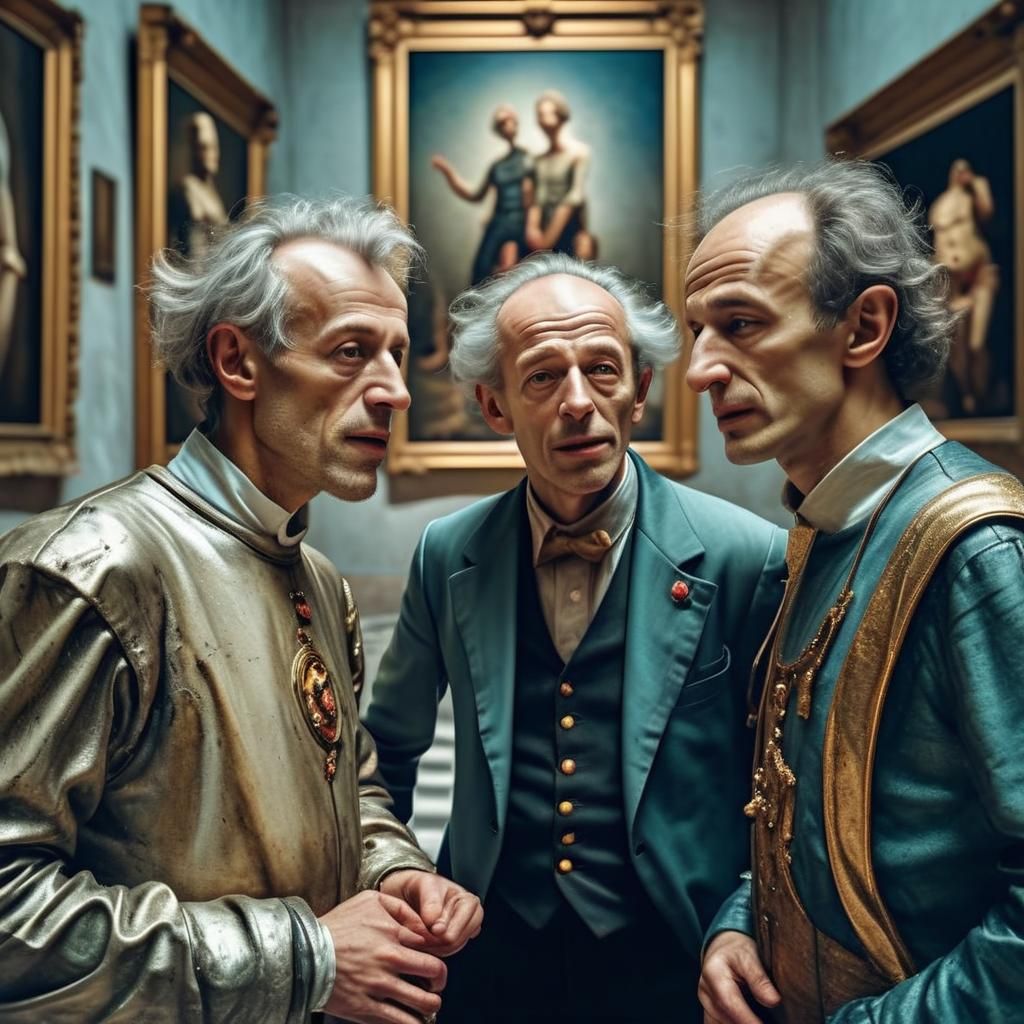 Couples in Art Museum: Hyperrealistic Photography