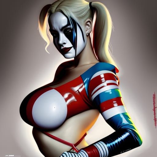 Harley Quinn Portrait in Hyperdetailed Digital Art Style