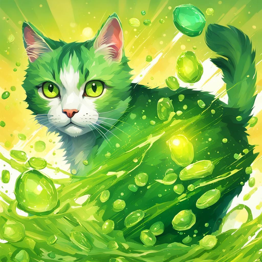 Hyperrealistic Peridot Cat in Splash Art Style