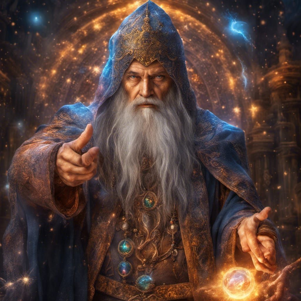 Ethereal Wizard of Ancient Times in Vivid Colors