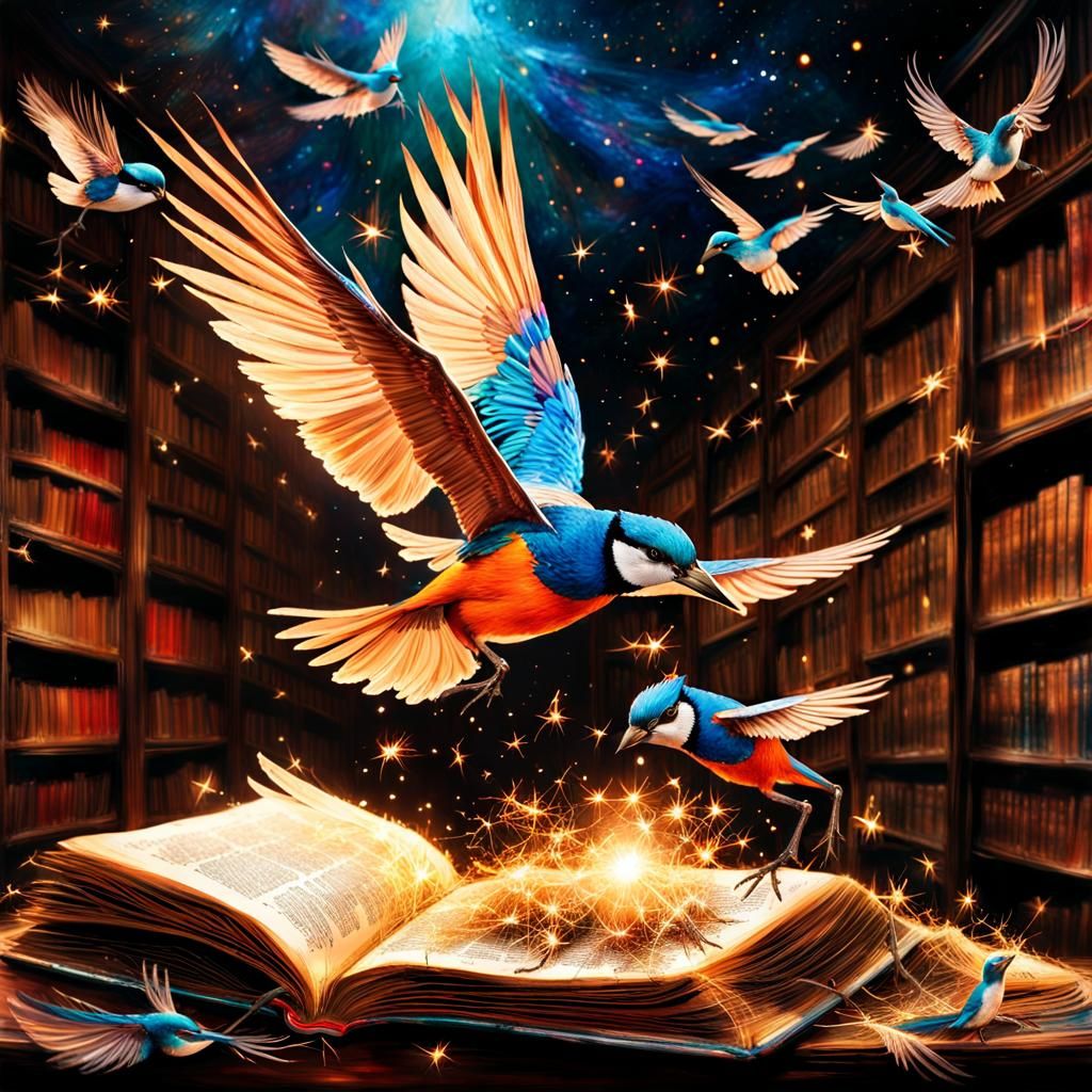 Birds Emerge from Fairytale Book