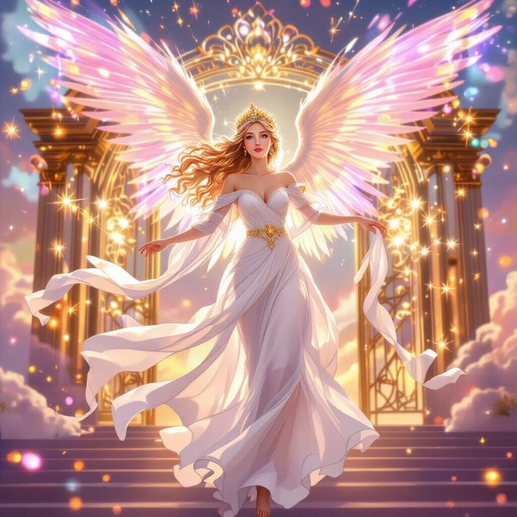 Angel Dancing in Heaven's Gate: Art Nouveau Style