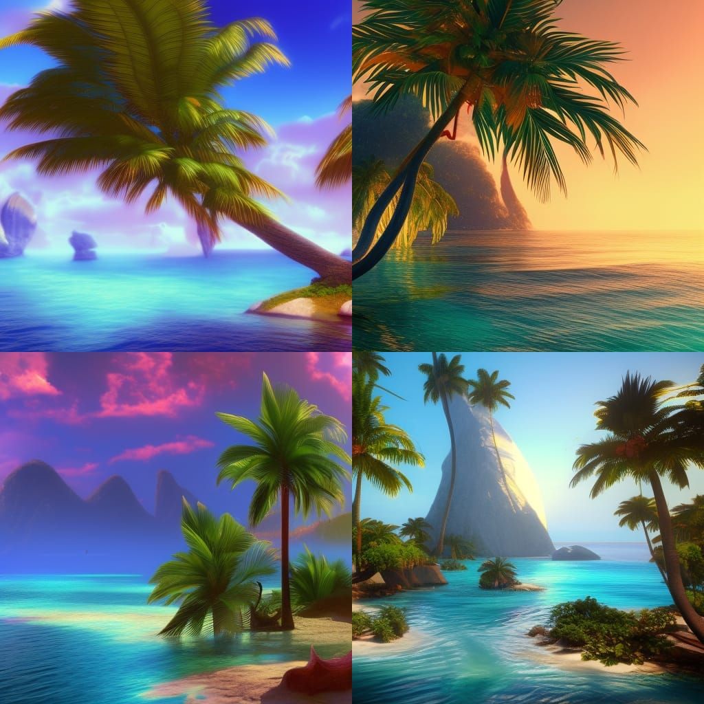 Tropical Paradise: Florida Palm Trees in Detailed Painting