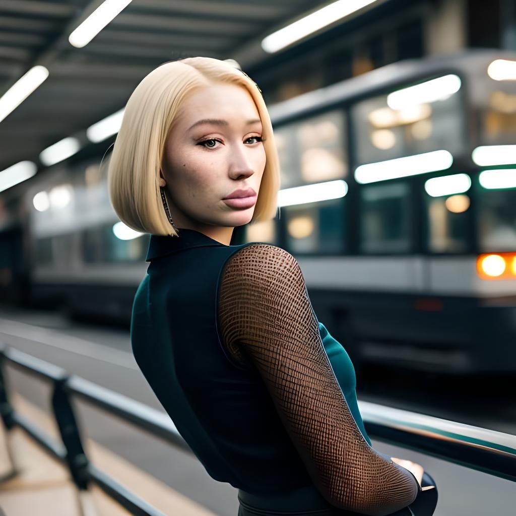 Stylish Woman with Bob Haircut in City, Professional Photogr...