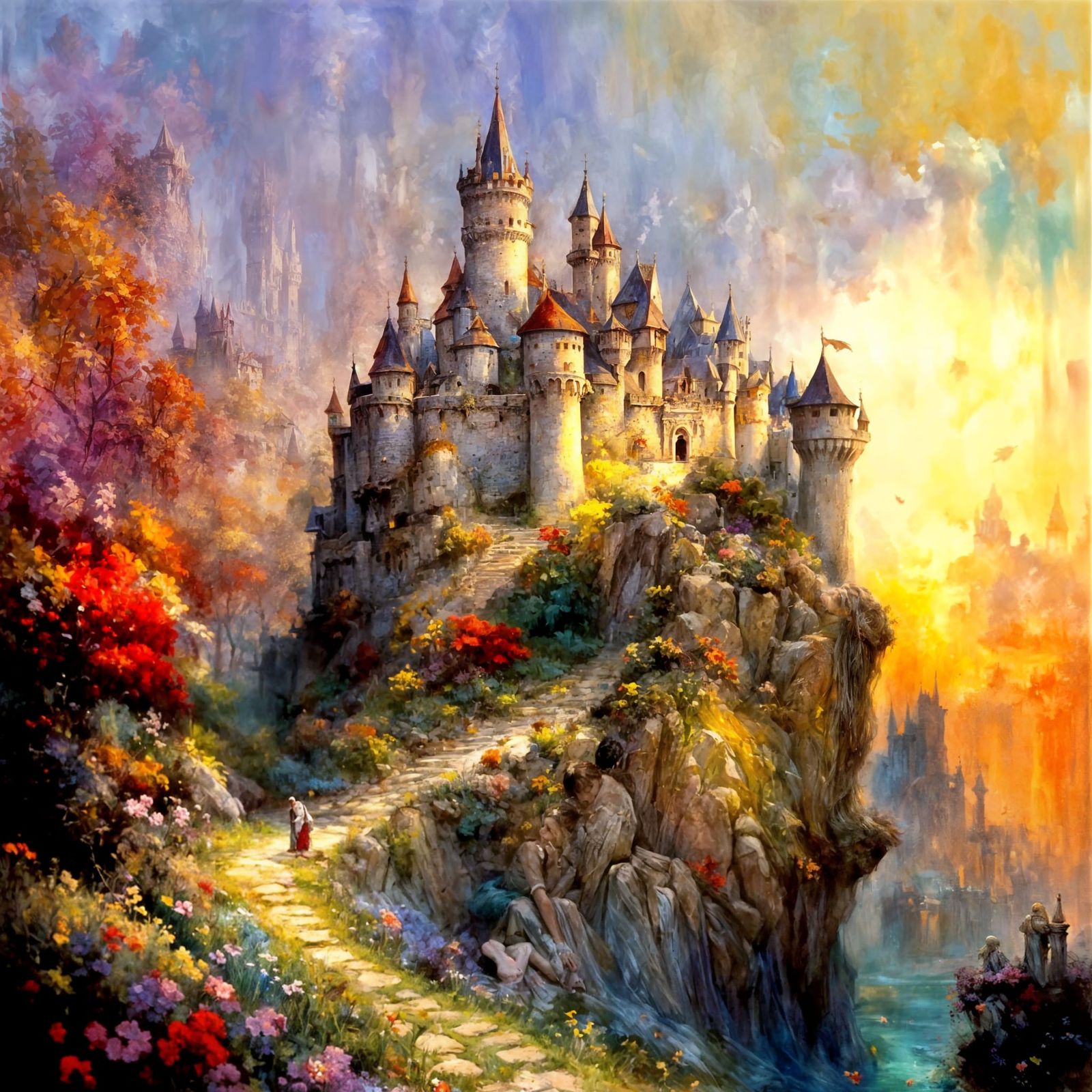 Whimsical Fantasy Castle in Vibrant Colors