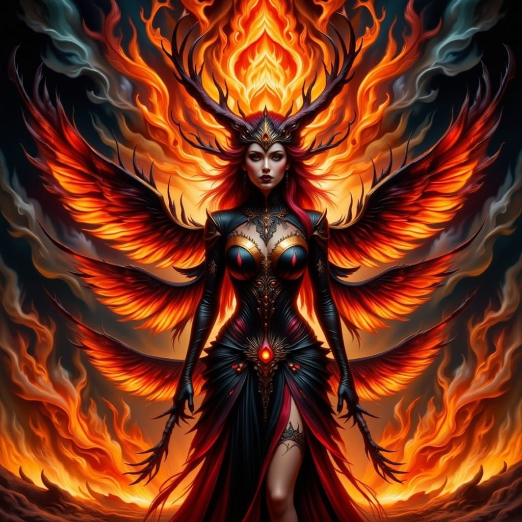 Dark Goth Demon Emerges from Swirling Flames in Holographic ...