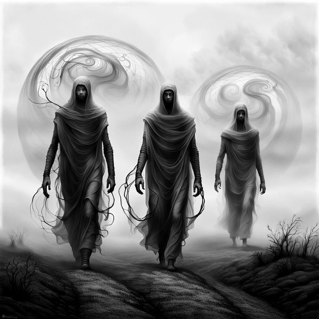 Surreal Landscape Etched in Dreamlike Fog