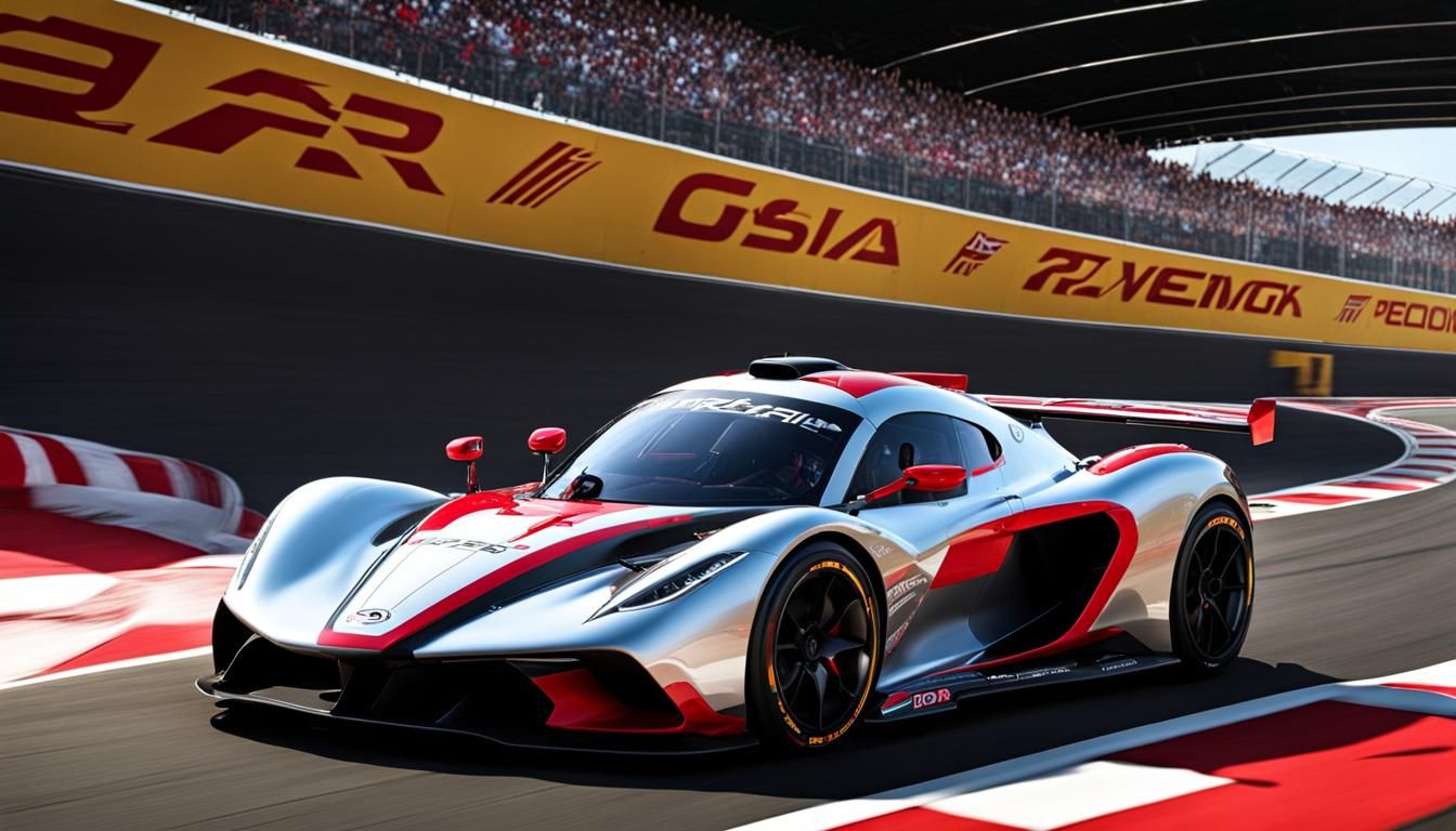 High-Tech Woman Racer on Dynamic Race Track