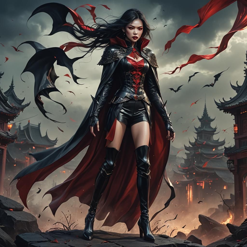 Vietnamese Vampire Girls in Patent Leather, Digital Art