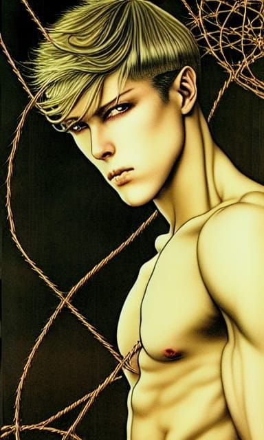 Barbed Wire Entrapment: Dark Fantasy Androgynous Portrait