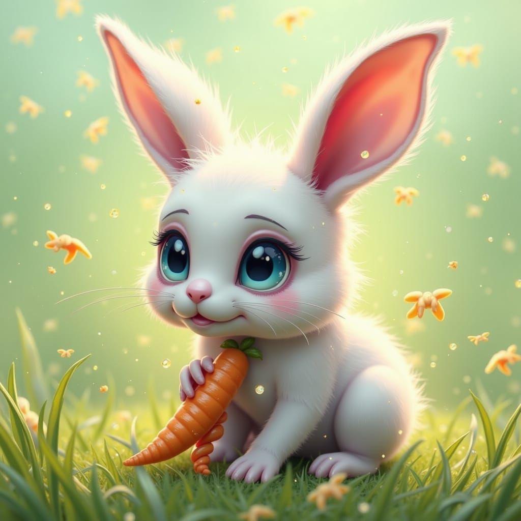 Adorable Rabbit Creature with Twisted Carrot