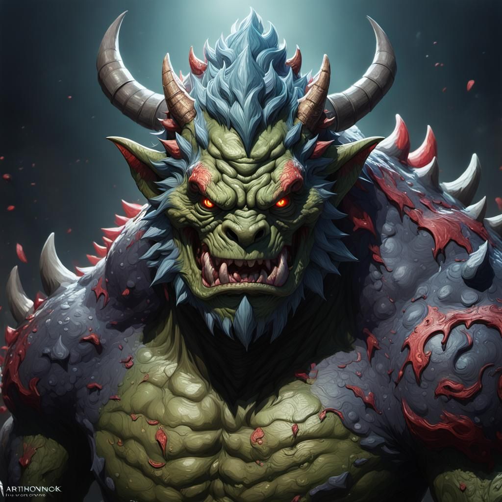 Demonic Kaiju Ogre Portrait in Hyperdetailed Style