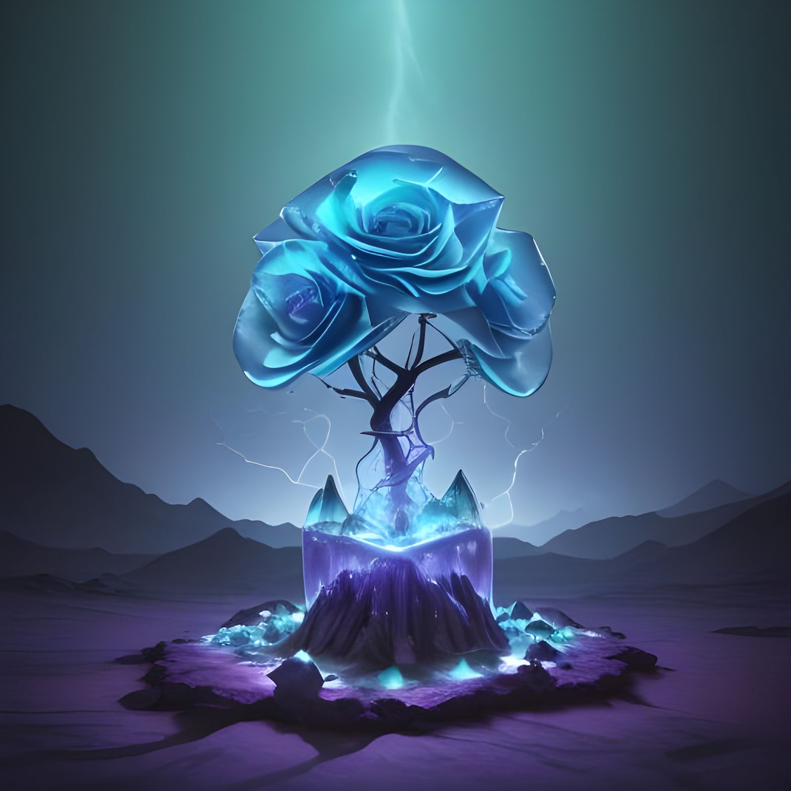 Bioluminescent Forest on Mars: Fantasy Landscape