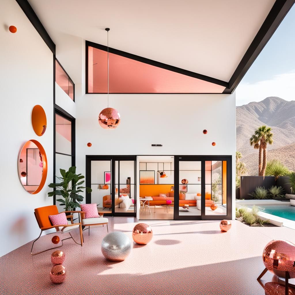 Palm Springs Minimalist Home with Disco Balls