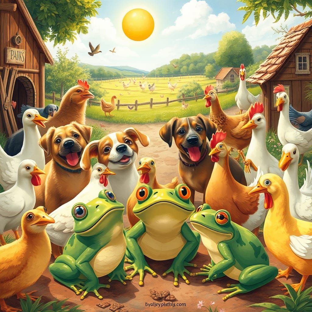 Whimsical Farmyard Menagerie in Animated Style