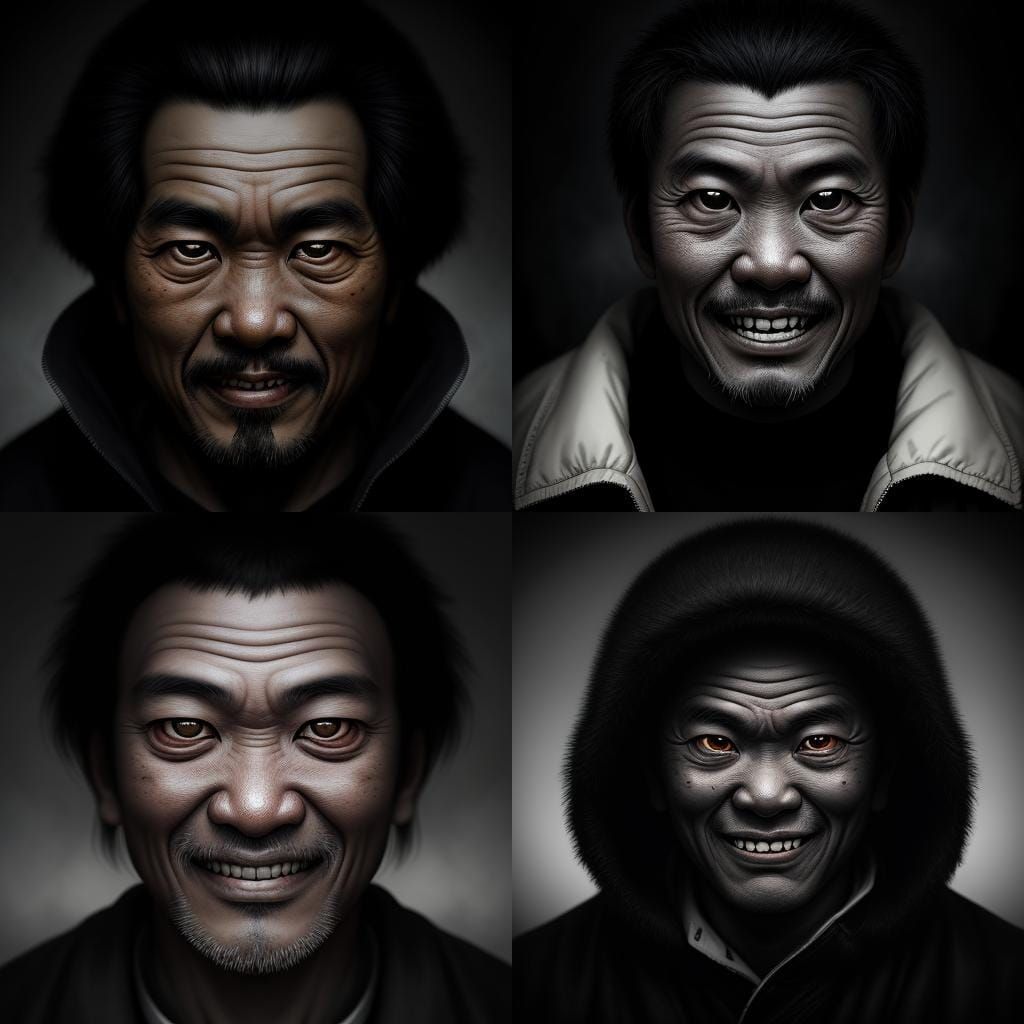 Intense Portrait of Smiling Man in Street Photography Style