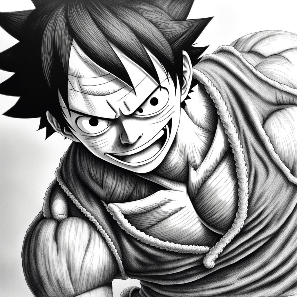 One Piece Luffy's Gear 4 Techniques in Charcoal