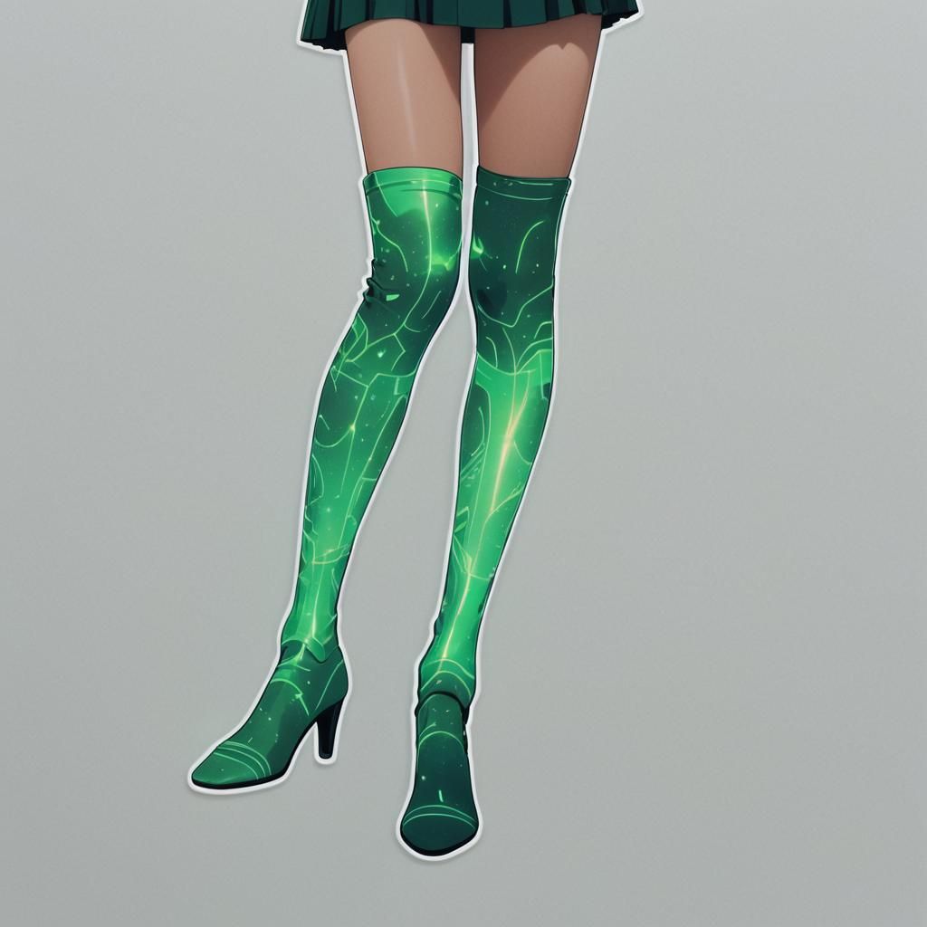 Holographic Anime Sticker in Cel-Shaded Style