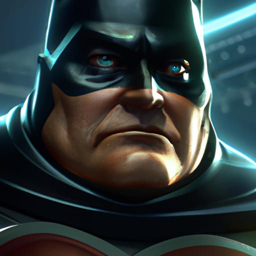 Hyperdetailed Portrait of Overweight Batman in Art Nouveau S...