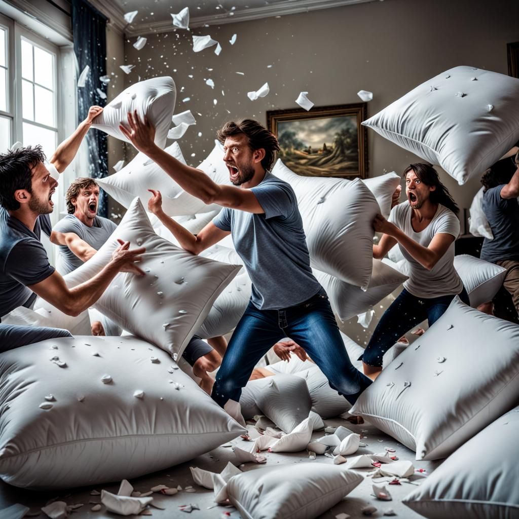 Hyperrealistic Pillow Fight in High Definition