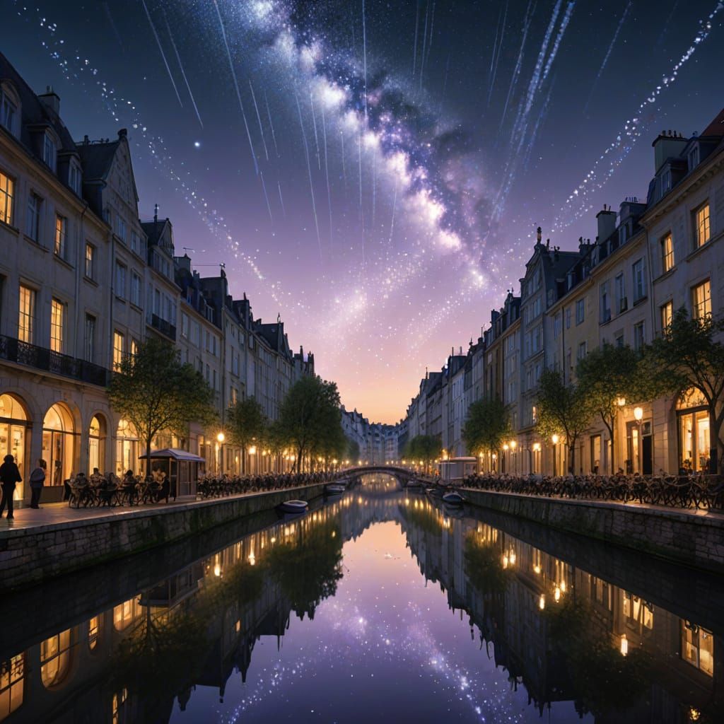 Surrealistic Landscape Floating in Infinite Starry Sky with ...