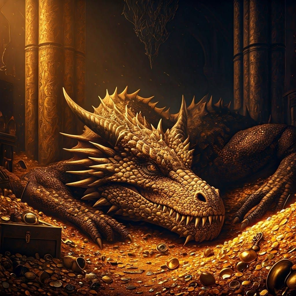 Colossal Dragon on Treasure Horde: Cinematic 35mm