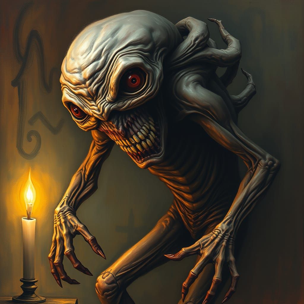 Gothic Horror Creature Embodies Chaos of Insanity