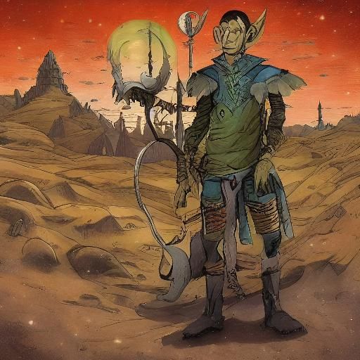 Elf Cat Portrait on Mars: Surreal Digital Art