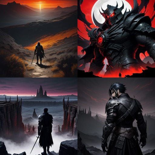 Dark Fantasy Warrior Stares into a Desolate Future in a Mast...