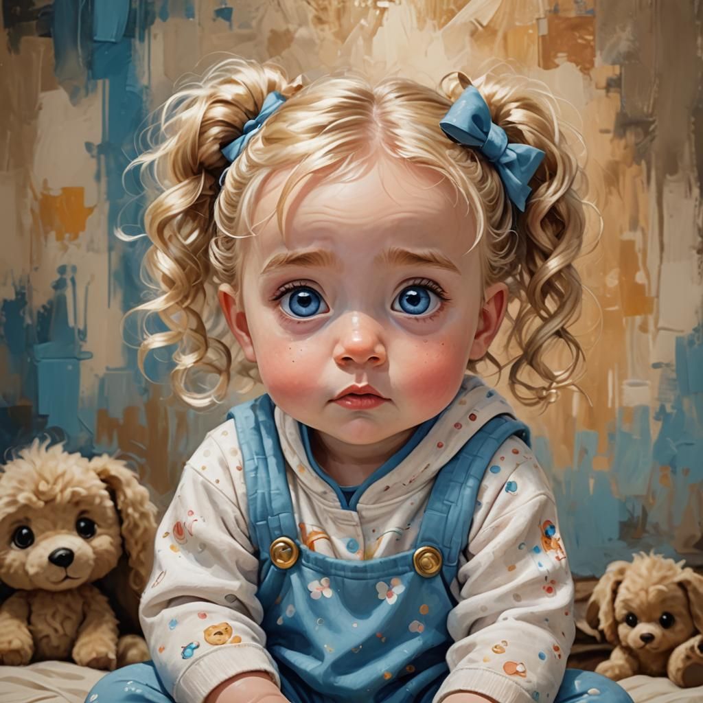 Expressive Baby Girl Portrait in Oil Painting Style