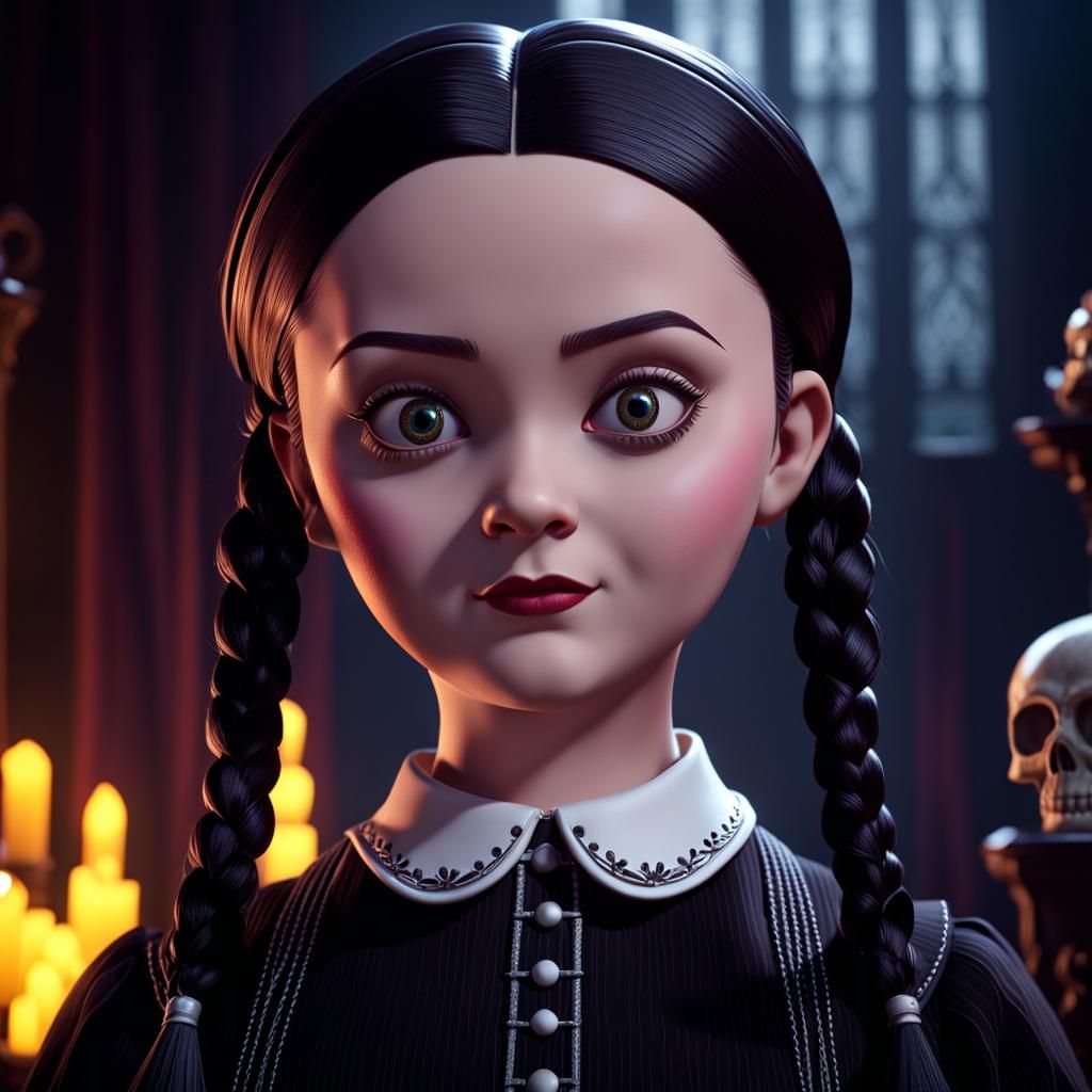 Wednesday Addams Celebrates Day of the Dead: Pixar Style