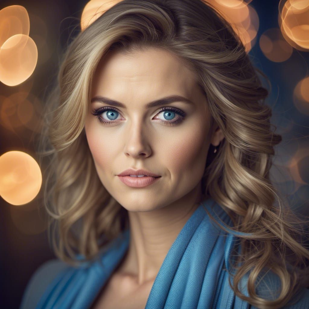 Radiant Portrait of a Beautiful Woman with Blue Eyes