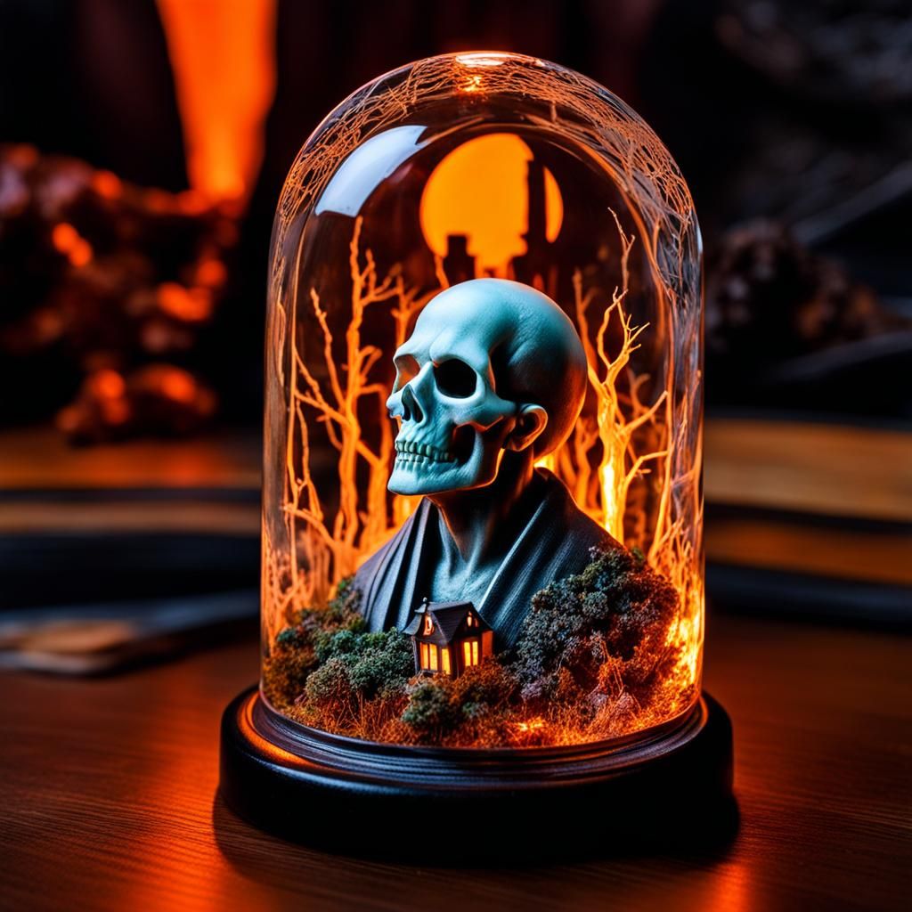 Haunted Graveyard in Cracked Glass Head