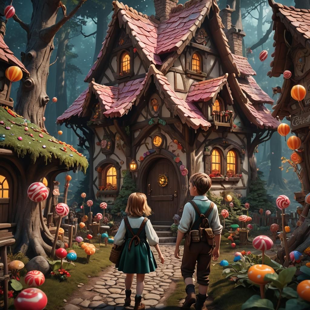 Hansel and Gretel Discover the Candy House