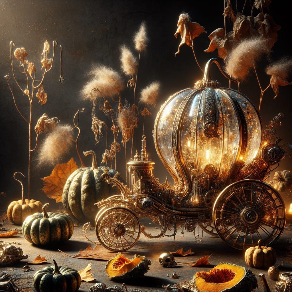 Steampunk Pumpkin Coach Still Life in 8K