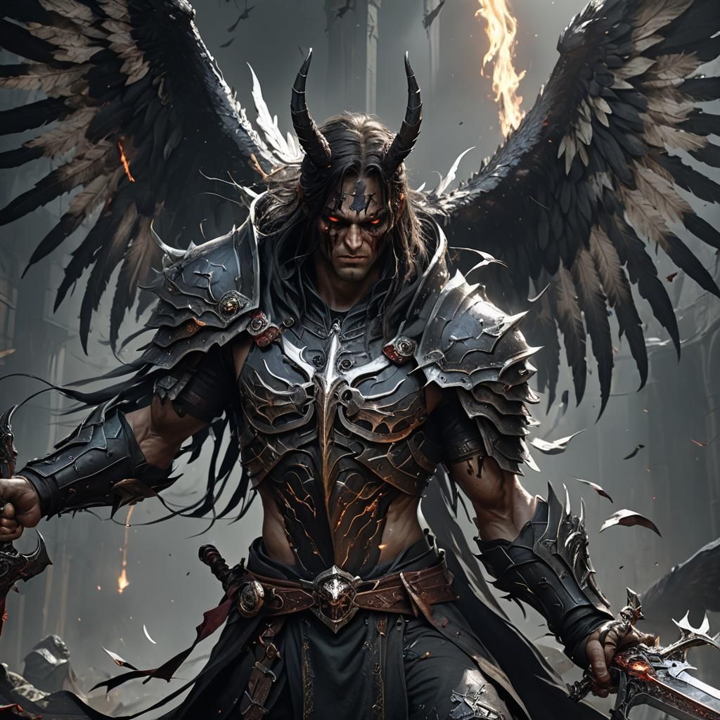 Wounded Nephalem Concept Art with Holy Blade